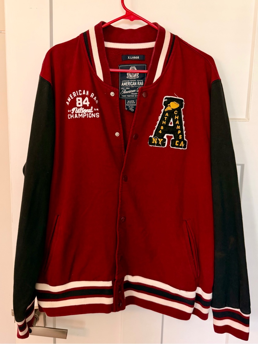 American Rag Men's Red & Black Varsity Jacket